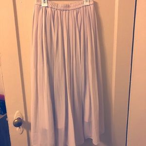 Pleated Beige Midi Skirt